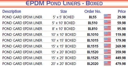 EPDM Boxed Pond Liners