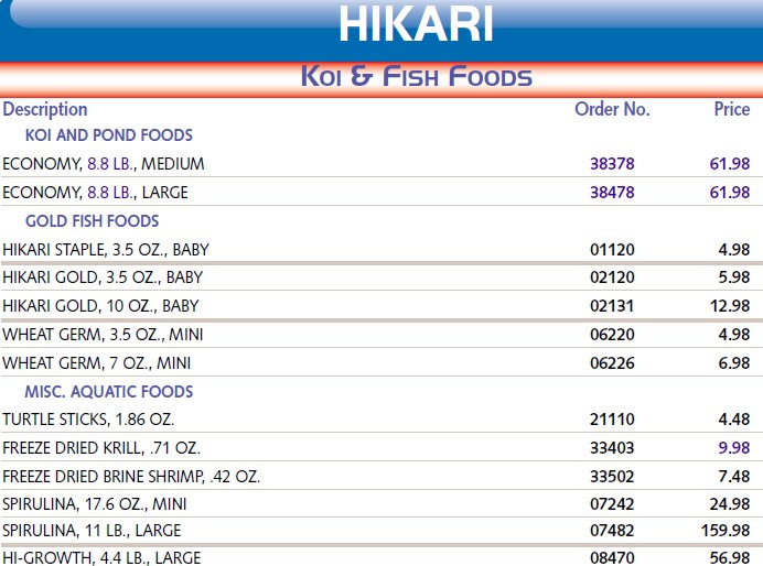 Hikari Koi and Fish Foods